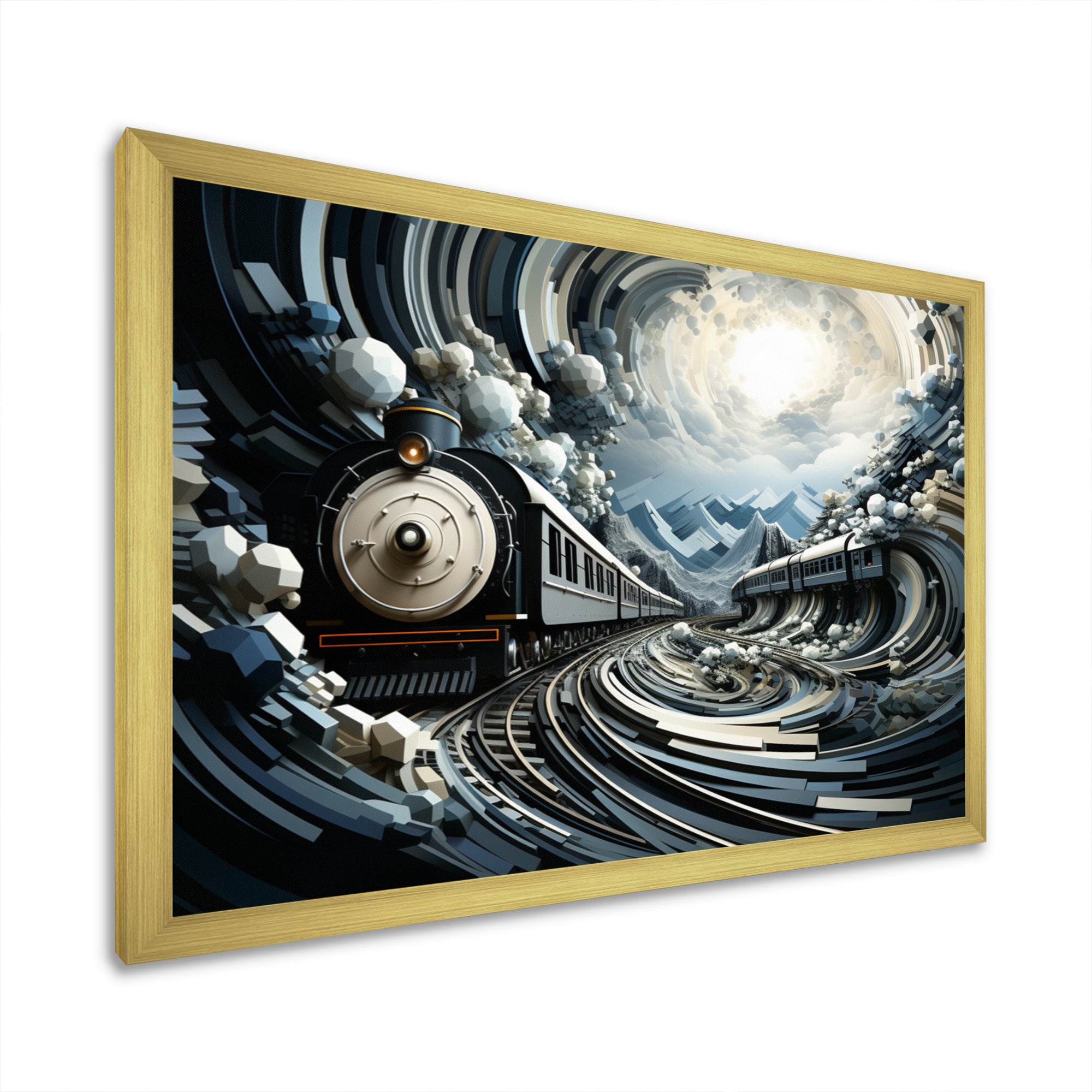 Train Geometric Momentum I - Train Canvas Wall Art