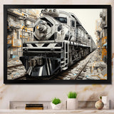 Grey Train Geometric Momentum - Train Canvas Wall Art