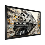 Grey Train Geometric Momentum - Train Canvas Wall Art