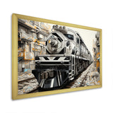 Grey Train Geometric Momentum - Train Canvas Wall Art