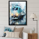 Teal Train Geometric Momentum I - Train Canvas Wall Art