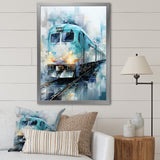 Teal Train Geometric Momentum I - Train Canvas Wall Art