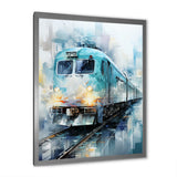 Teal Train Geometric Momentum I - Train Canvas Wall Art