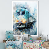 Teal Train Geometric Momentum I - Train Canvas Wall Art