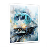 Teal Train Geometric Momentum I - Train Canvas Wall Art