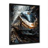 Golden Train Geometric Momentum I - Train Canvas Wall Art