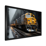 Yellow Grey Train Geometric Momentum Yellow I - Train Canvas Wall Art