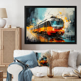 Orange Train Harmonious Contrasts - Train Canvas Wall Art