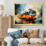 Orange Train Harmonious Contrasts - Train Canvas Wall Art
