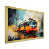 Orange Train Harmonious Contrasts - Train Canvas Wall Art