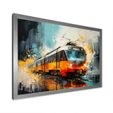 Orange Train Harmonious Contrasts - Train Canvas Wall Art