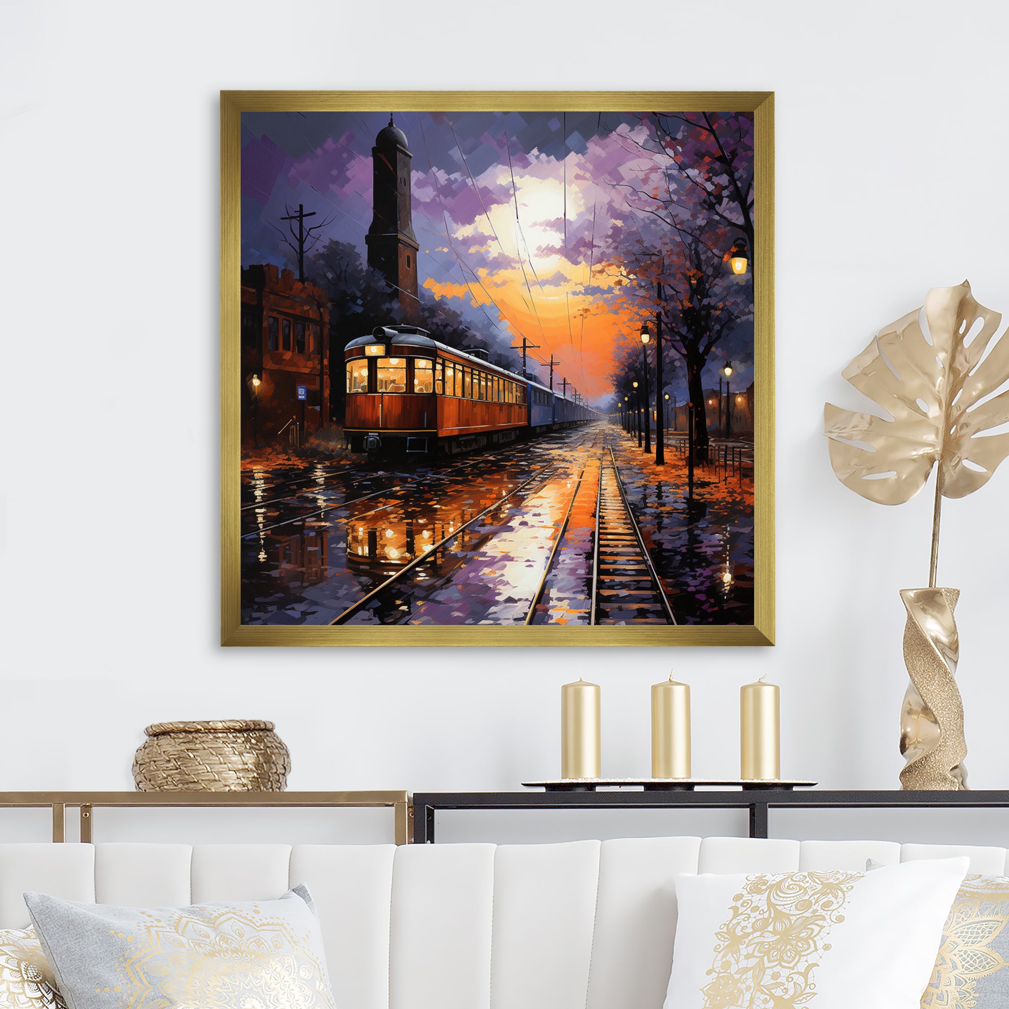 Train Industrial Elegance Pointillism I - Train Canvas Wall Art