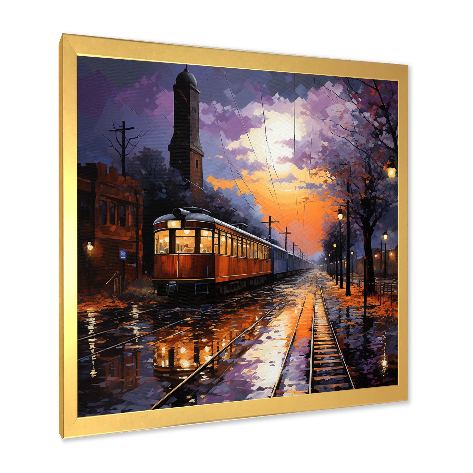 Train Industrial Elegance Pointillism I - Train Canvas Wall Art
