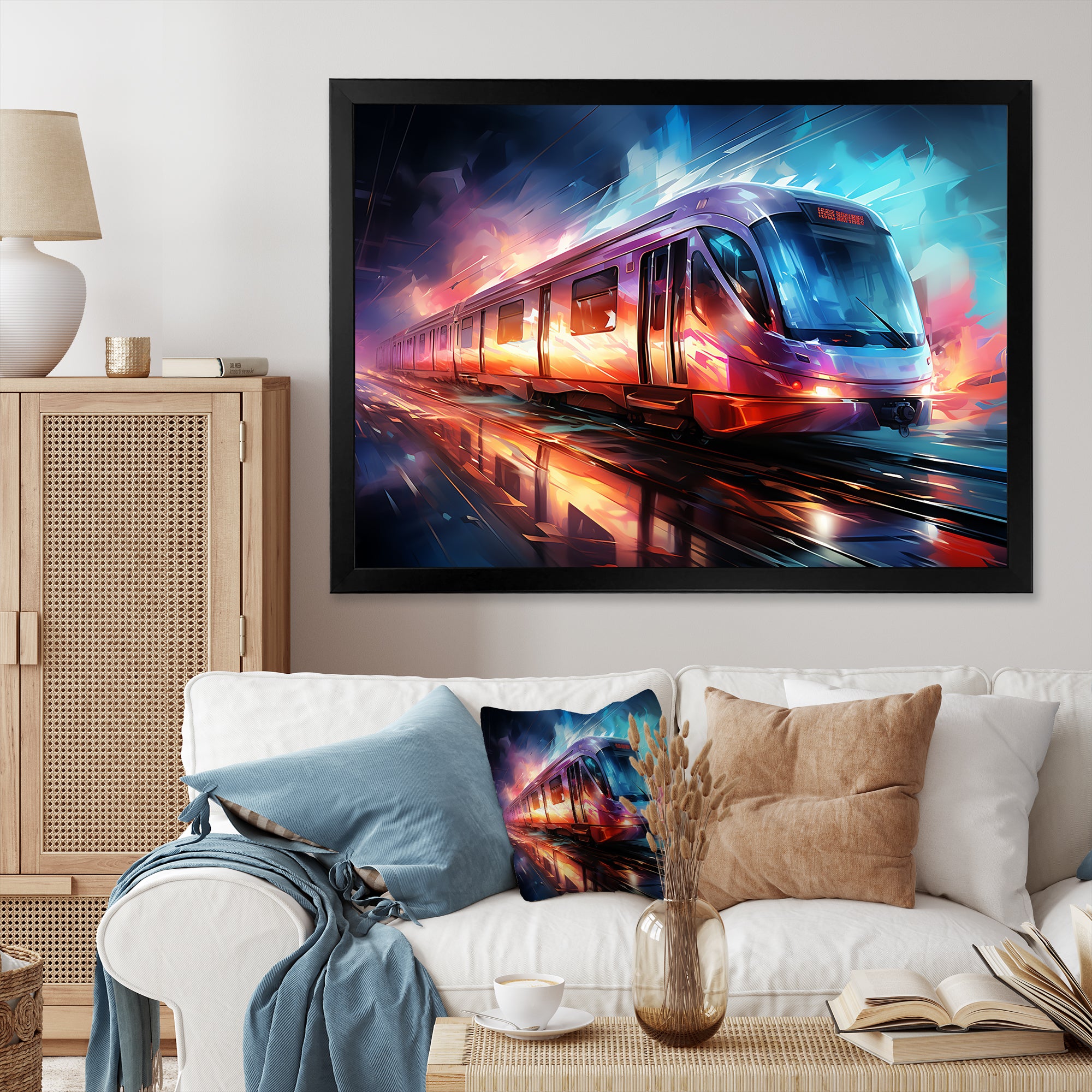 Abstract Train Luminous Journeys - Train Canvas Wall Art