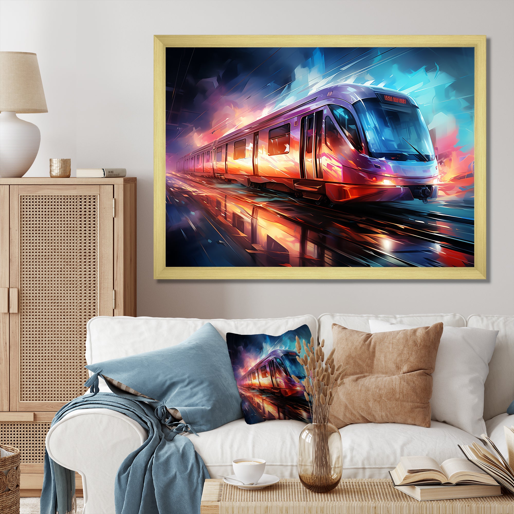 Abstract Train Luminous Journeys - Train Canvas Wall Art