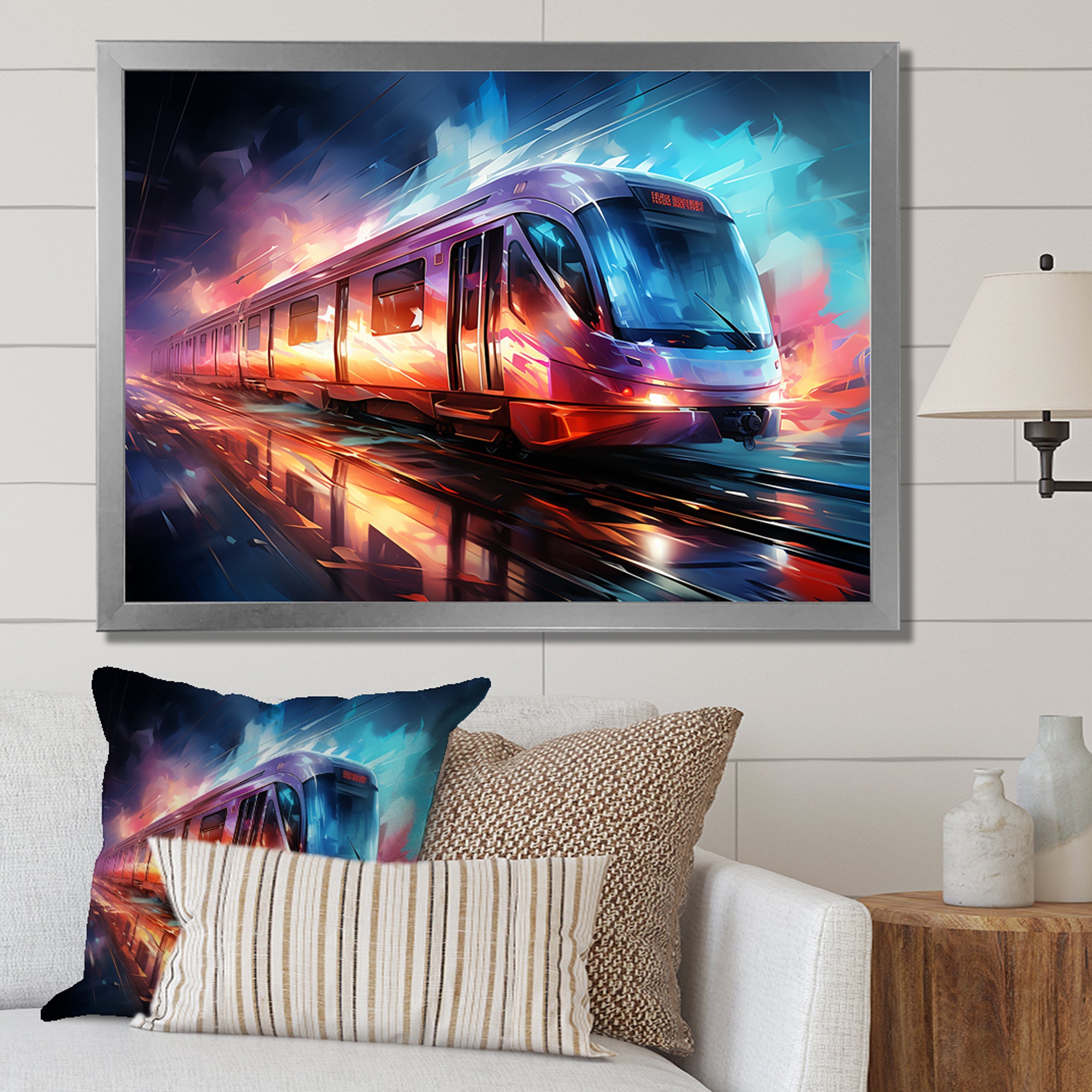 Abstract Train Luminous Journeys - Train Canvas Wall Art