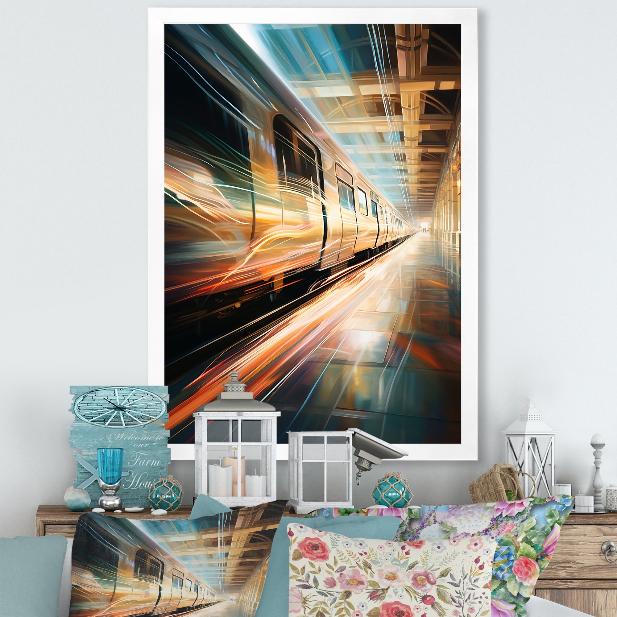 Train Luminous Trail Lights I - Train Canvas Wall Art