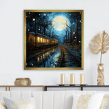 Train Luminous Trails Pointillism - Train Canvas Wall Art