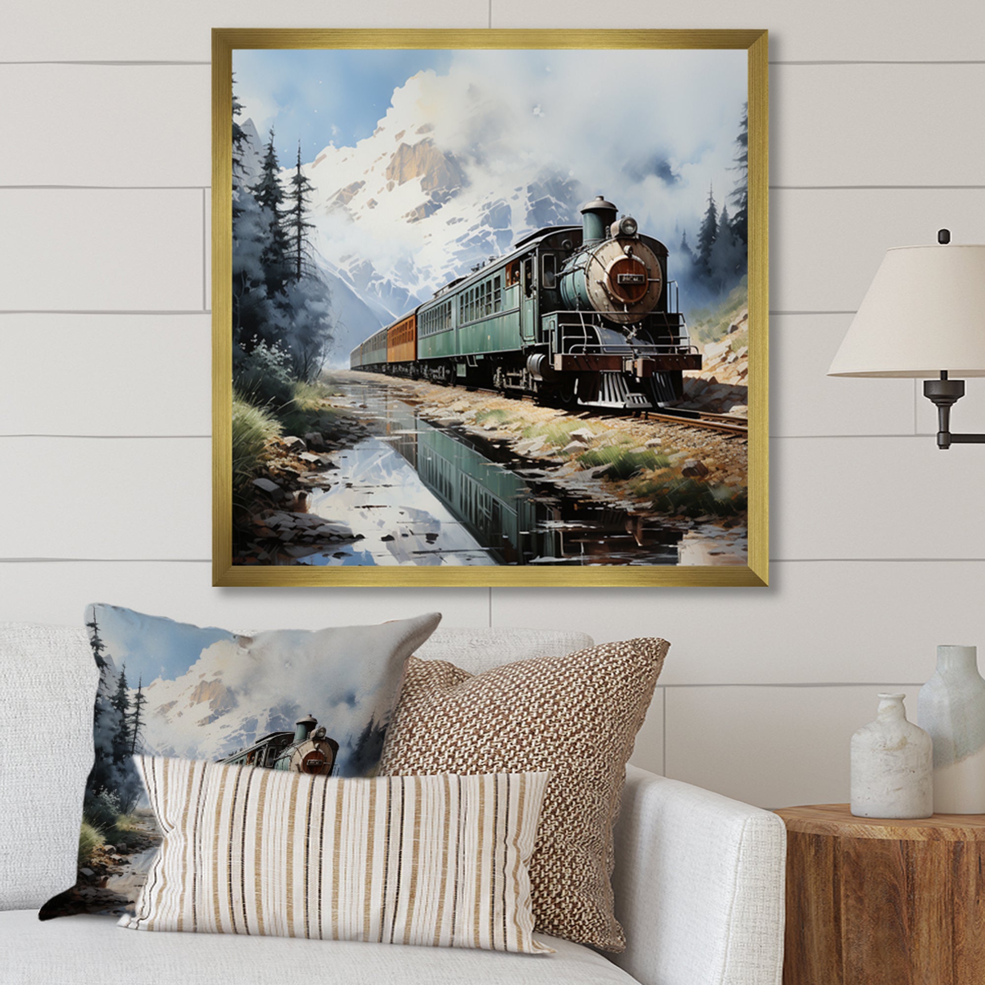 Train Majestic Passage Pointillism I - Train Canvas Wall Art