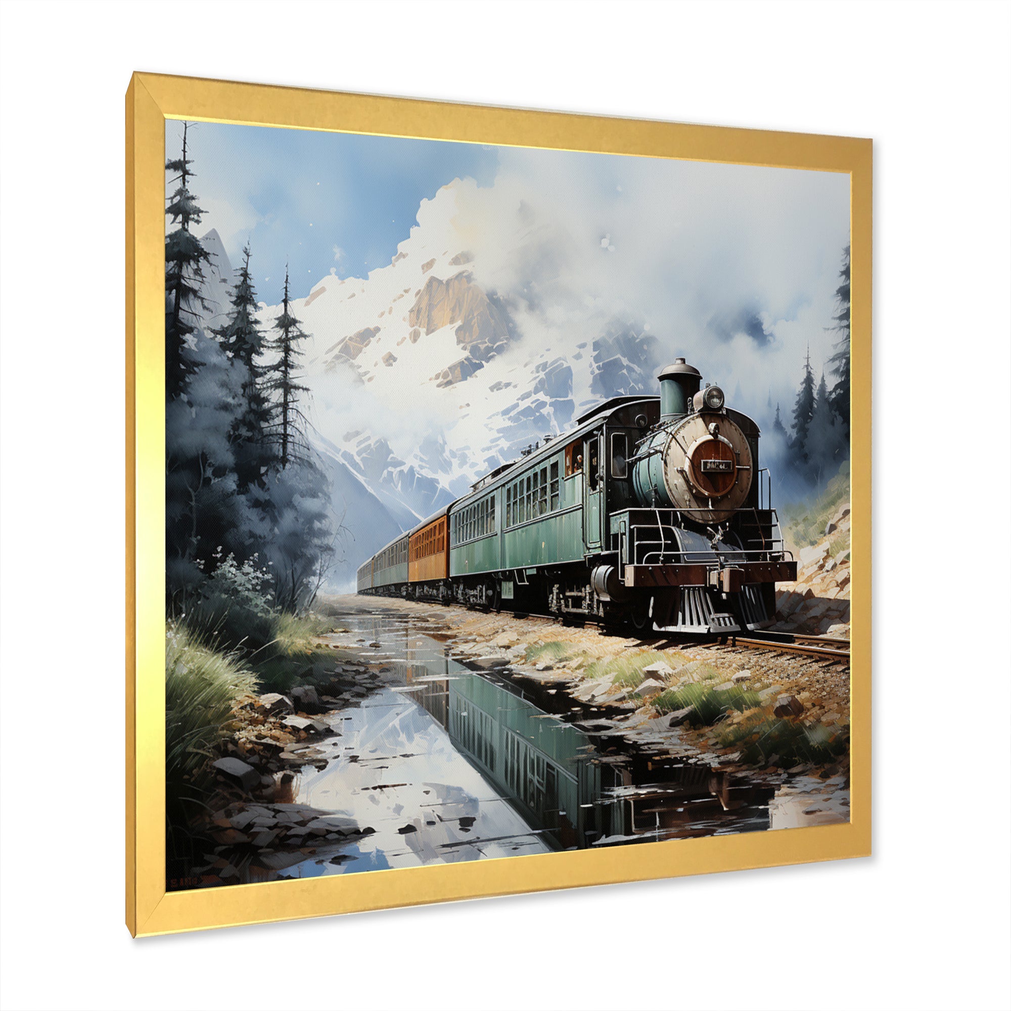Train Majestic Passage Pointillism I - Train Canvas Wall Art