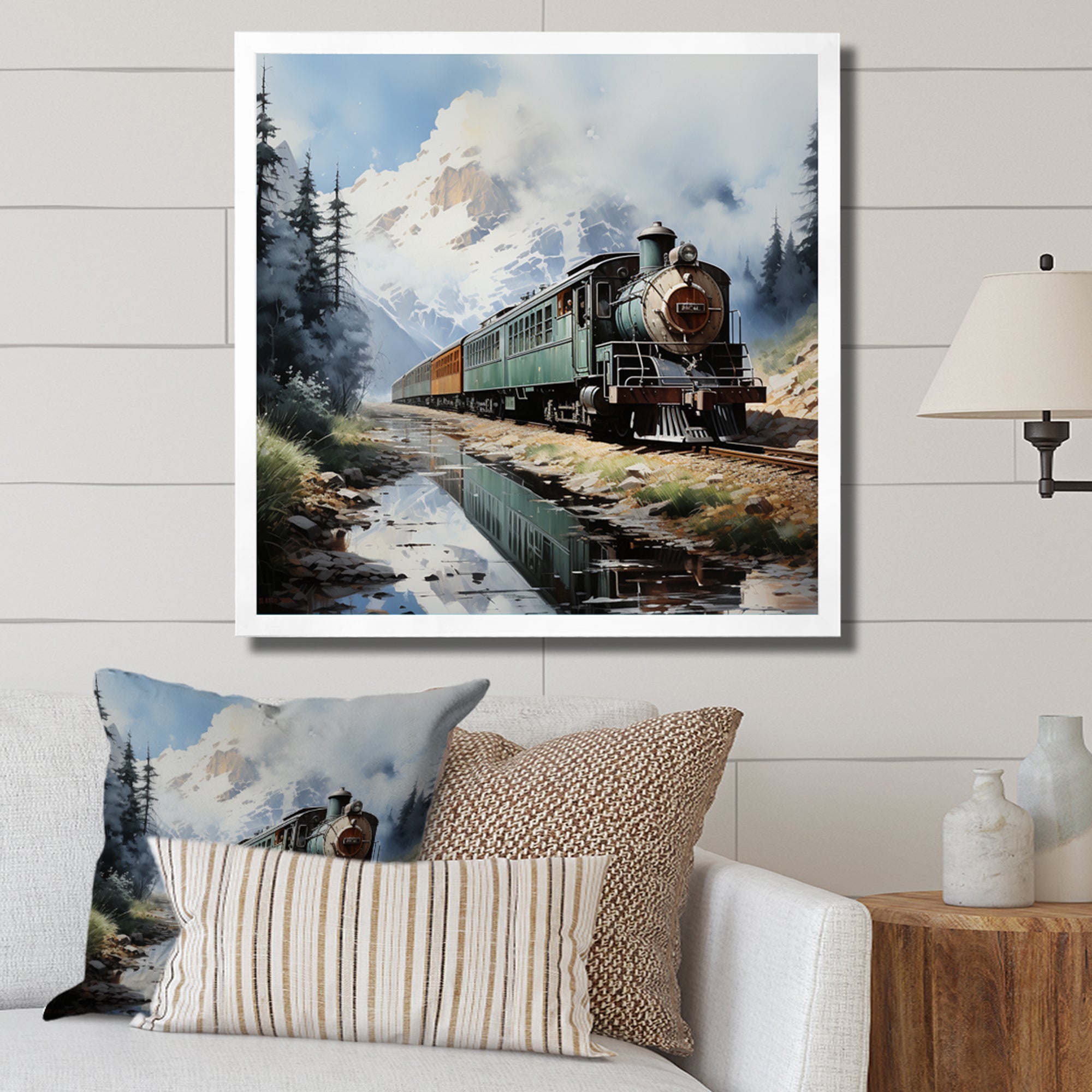 Train Majestic Passage Pointillism I - Train Canvas Wall Art