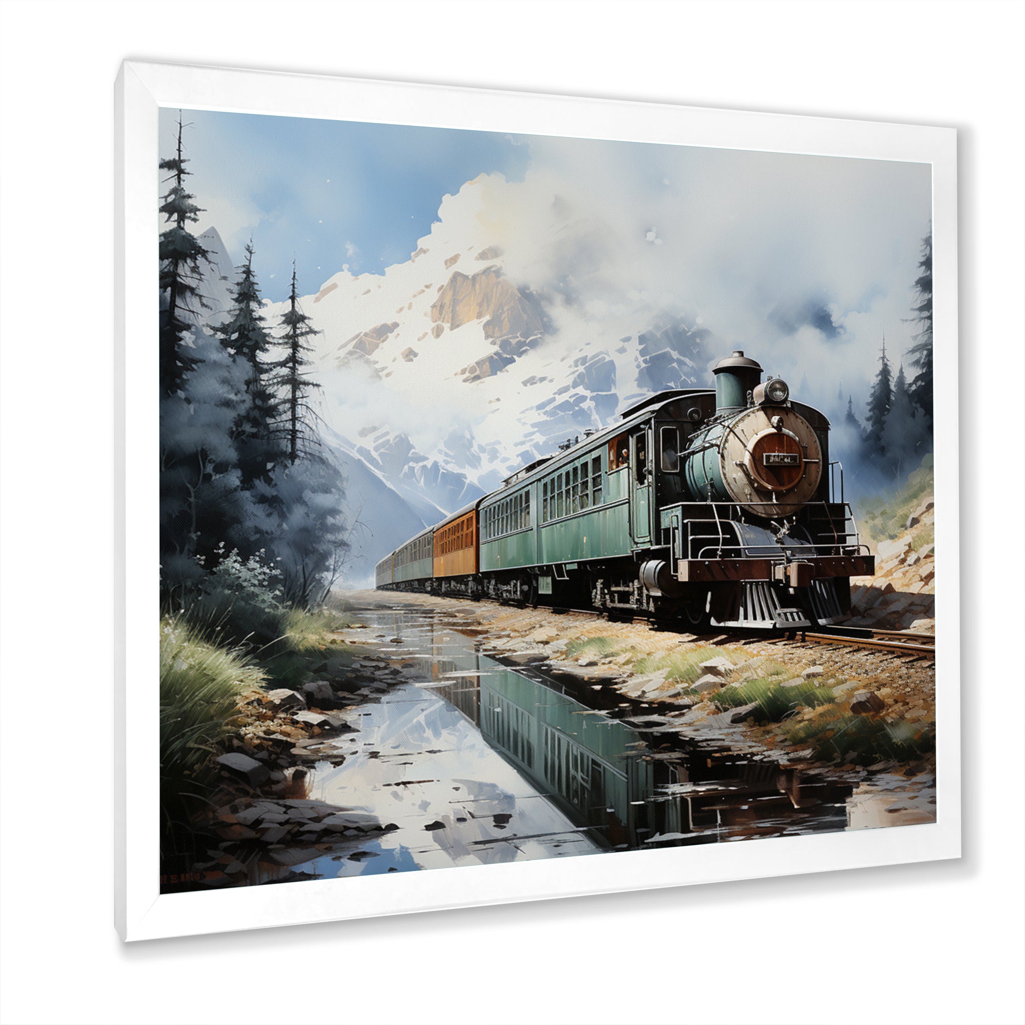 Train Majestic Passage Pointillism I - Train Canvas Wall Art