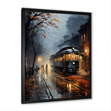 Train Misty Morning Pointillism I - Train Canvas Wall Art