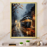 Train Misty Morning Pointillism I - Train Canvas Wall Art
