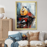 Yellow Red Train Tracks - Train Canvas Wall Art