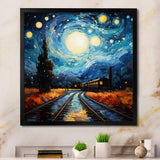 Blue Train Rails By Vincent I - Train Canvas Wall Art