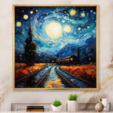Blue Train Rails By Vincent I - Train Canvas Wall Art