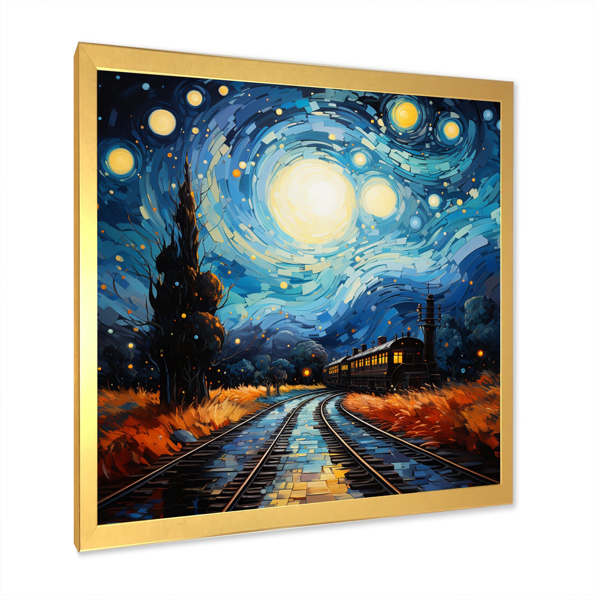 Blue Train Rails By Vincent I - Train Canvas Wall Art