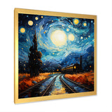 Blue Train Rails By Vincent I - Train Canvas Wall Art