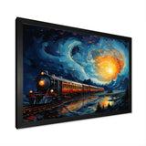 Yellow Blue Train Rails By Vincent - Train Canvas Wall Art