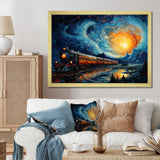 Yellow Blue Train Rails By Vincent - Train Canvas Wall Art