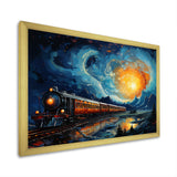 Yellow Blue Train Rails By Vincent - Train Canvas Wall Art