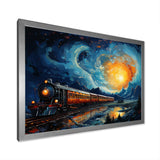 Yellow Blue Train Rails By Vincent - Train Canvas Wall Art