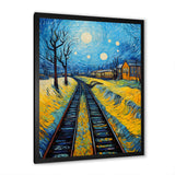 Yellow Grass Train Rails - Train Canvas Wall Art