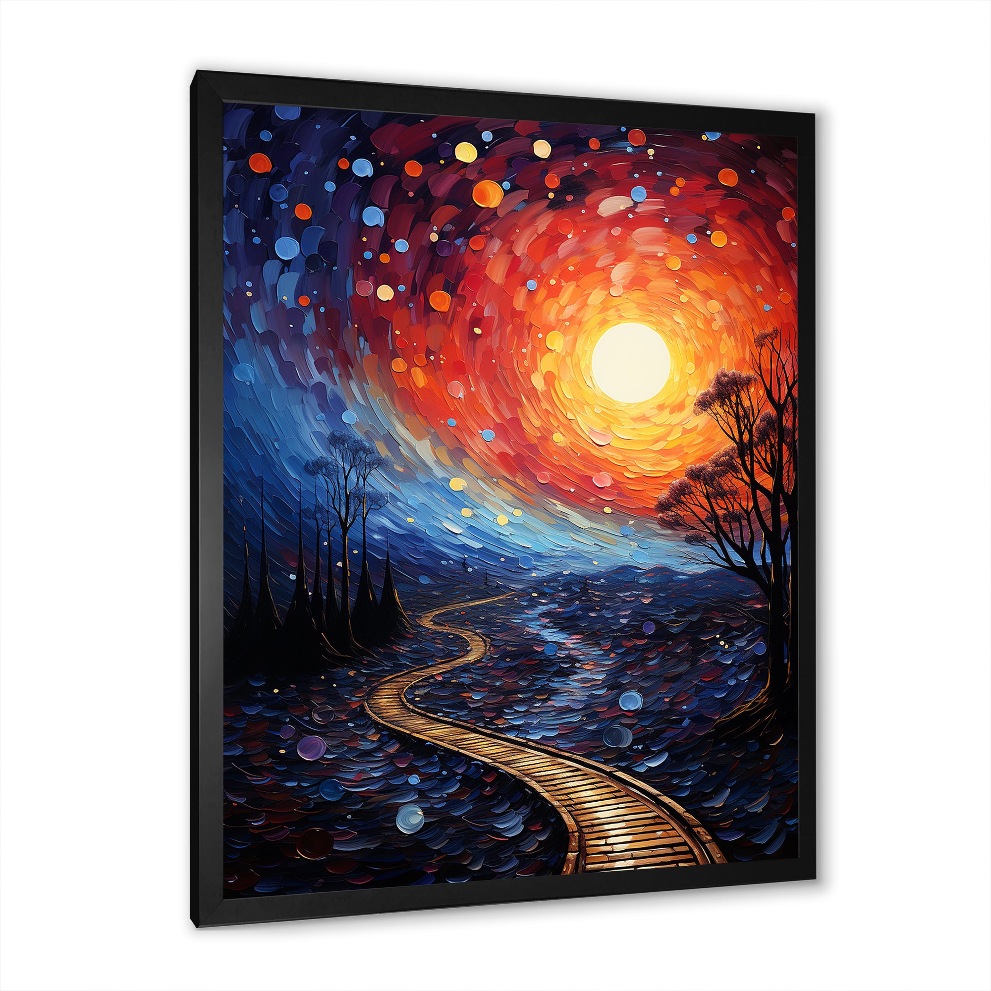 Orange Tree Aerial Dance Pointillism I - Train Canvas Wall Art