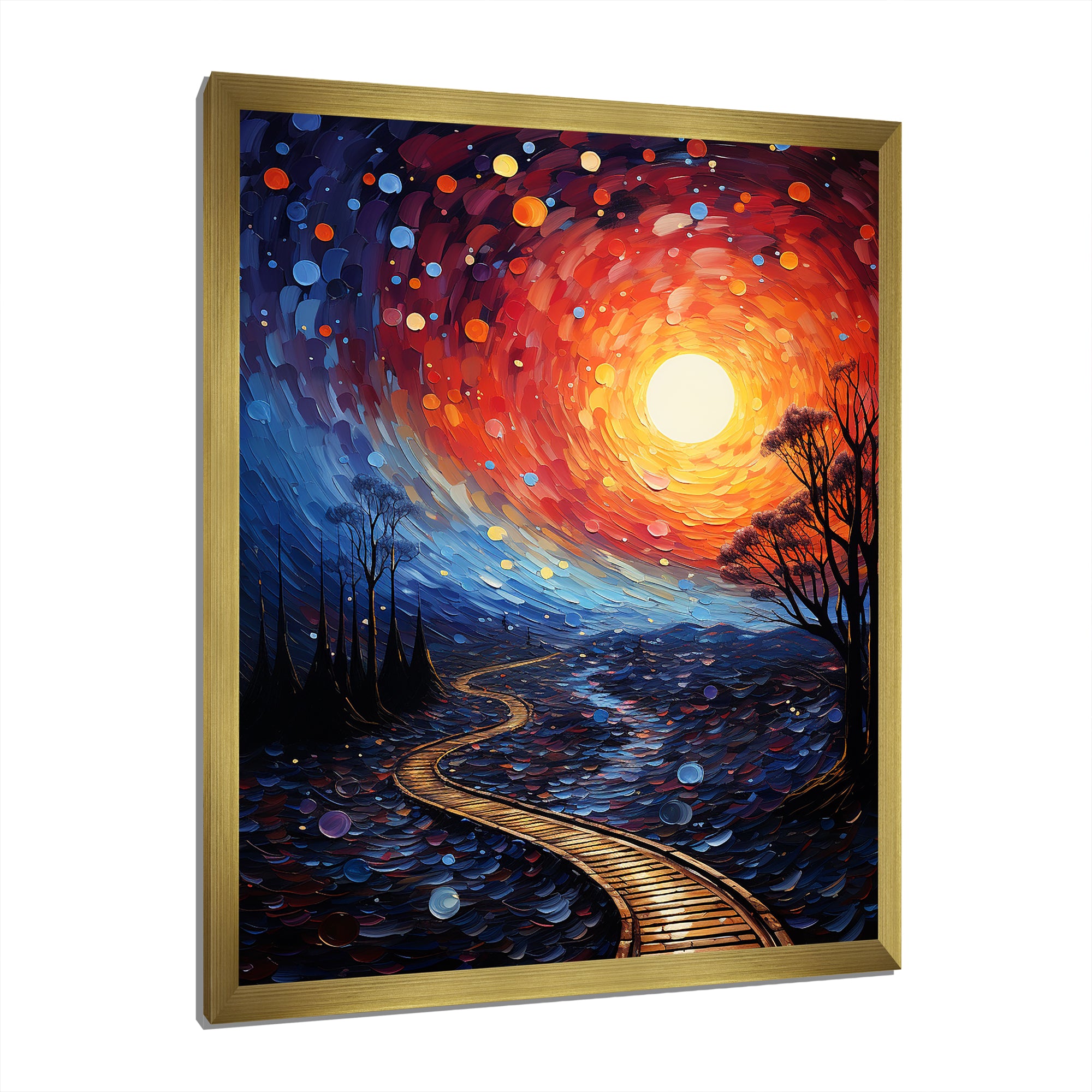 Orange Tree Aerial Dance Pointillism I - Train Canvas Wall Art