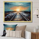 Peach Train Track Serene Railways - Train Canvas Wall Art