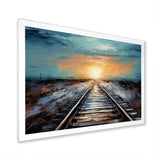 Peach Train Track Serene Railways - Train Canvas Wall Art