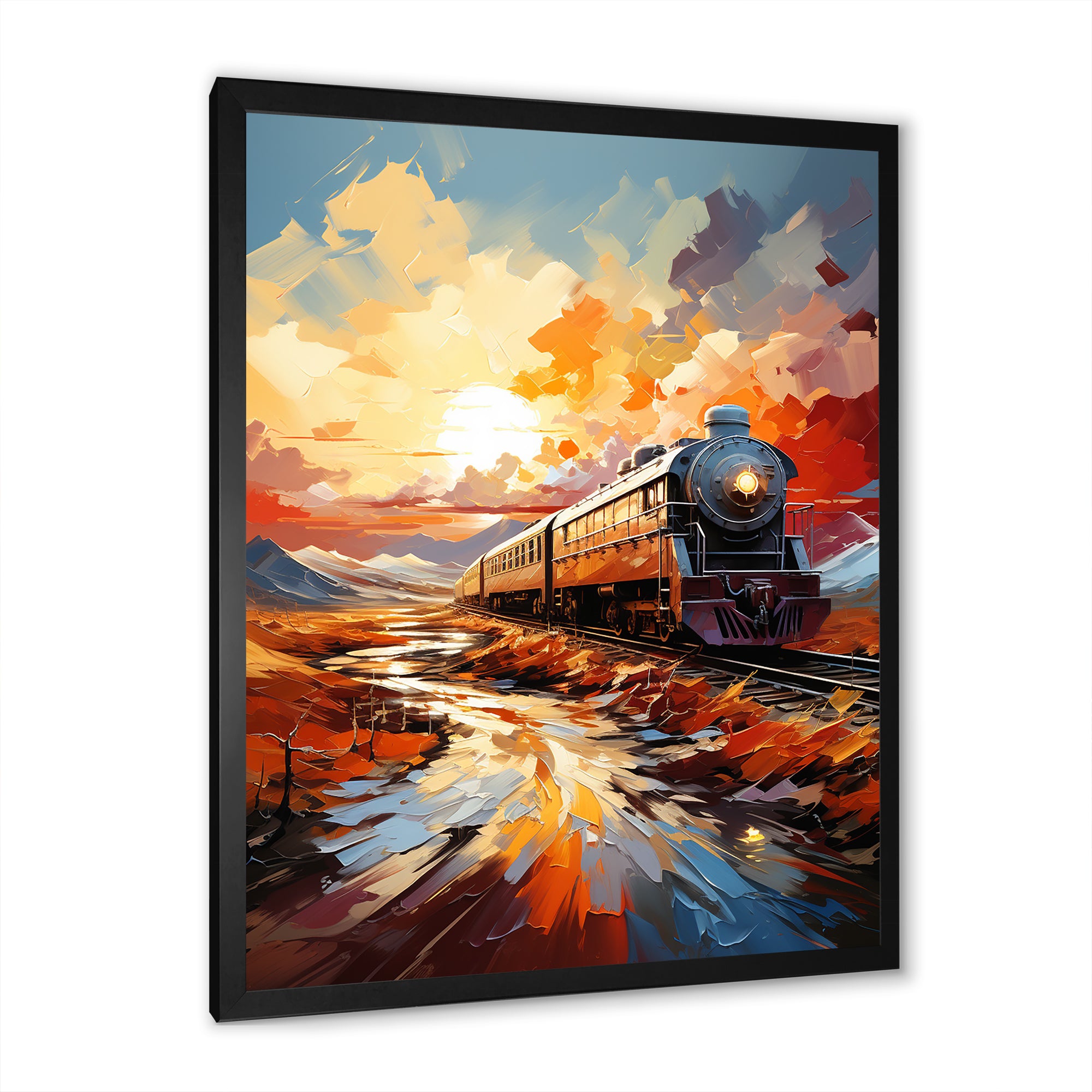 Orange Train Sublime Landscapes - Train Canvas Wall Art
