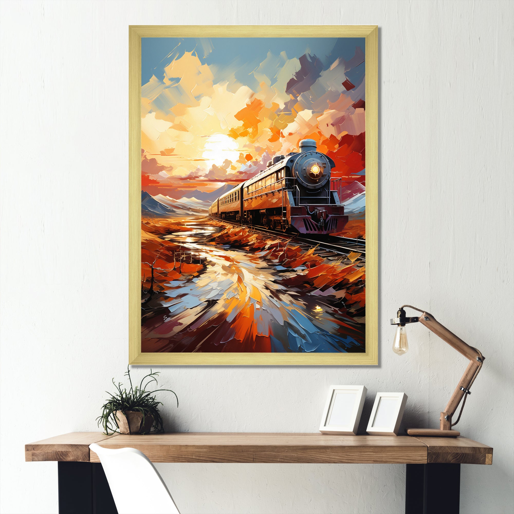 Orange Train Sublime Landscapes - Train Canvas Wall Art