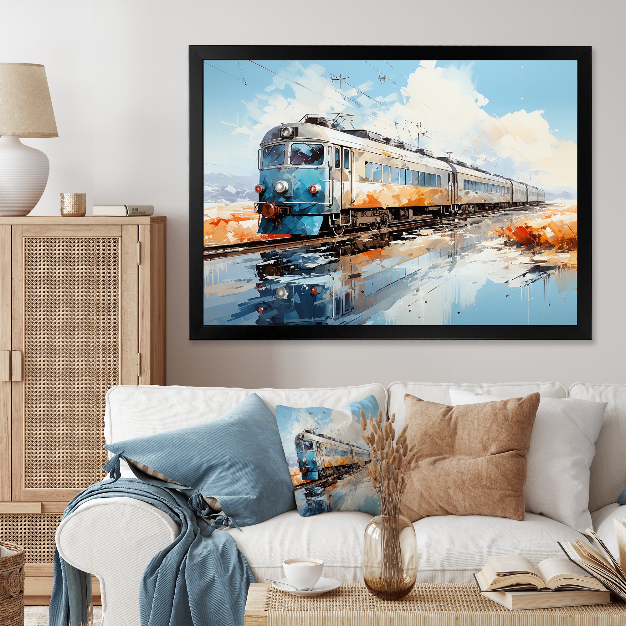 Blue Train Sublime Landscapes I - Train Canvas Wall Art