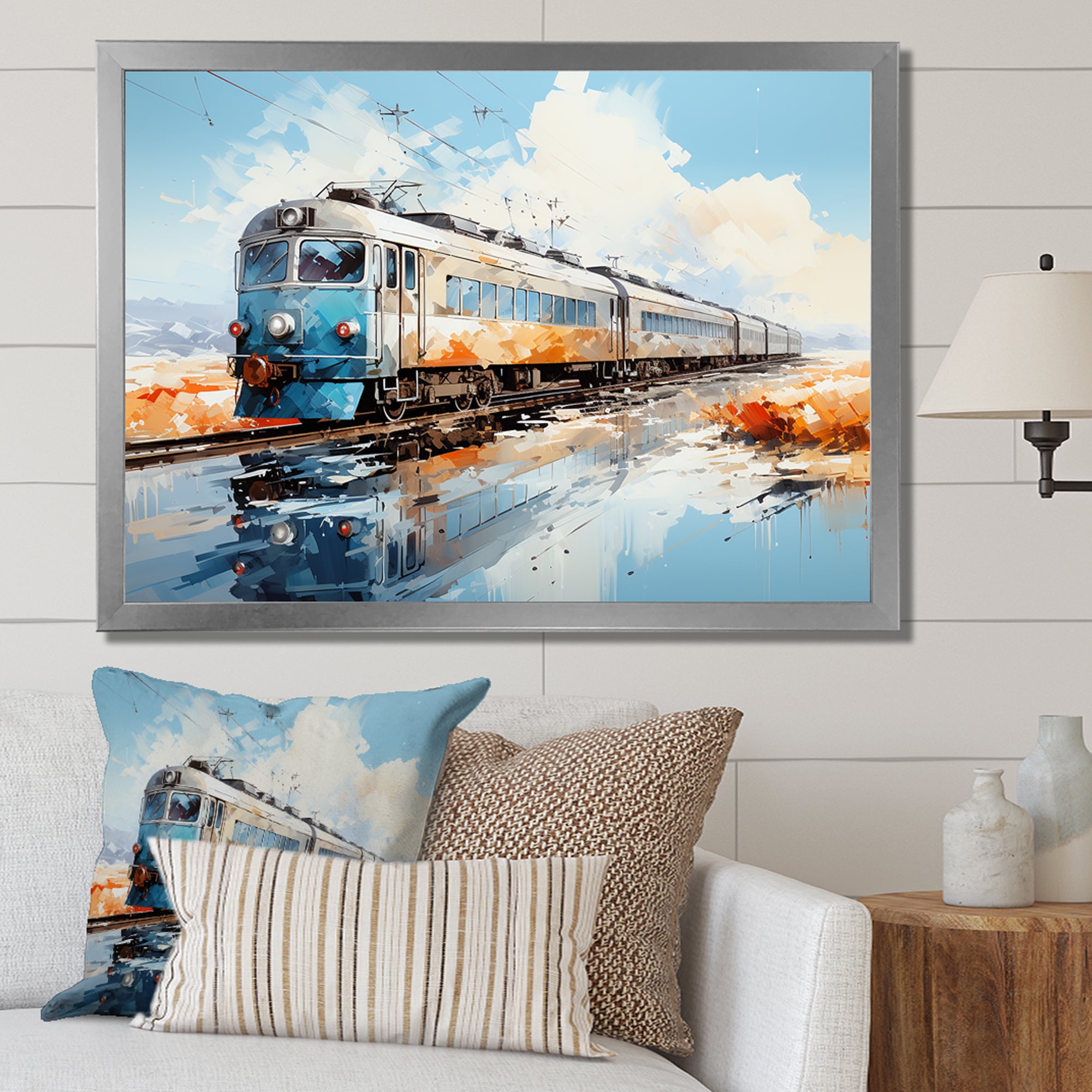Blue Train Sublime Landscapes I - Train Canvas Wall Art