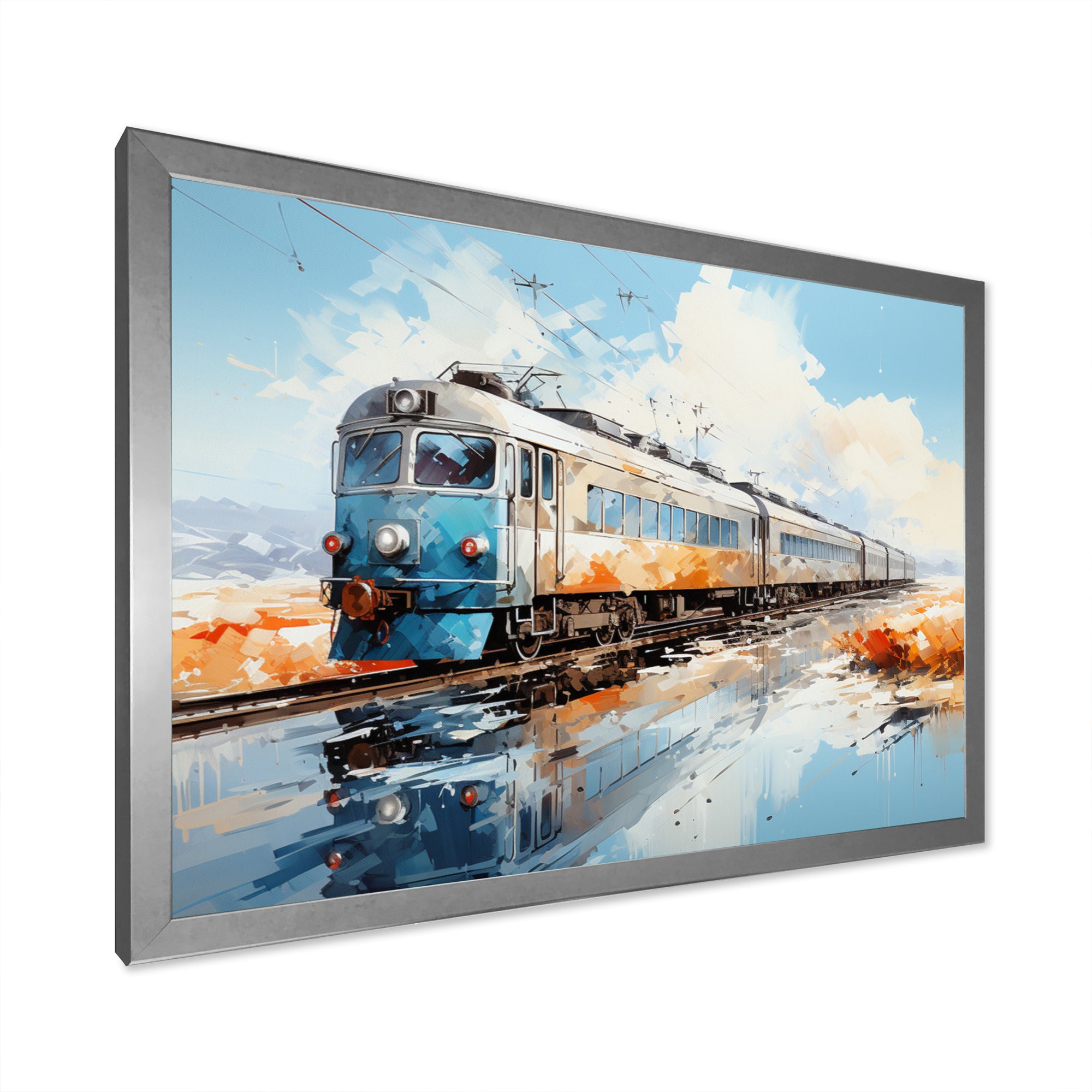 Blue Train Sublime Landscapes I - Train Canvas Wall Art