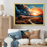 Train Sublime Sunset Landscapes - Train Canvas Wall Art
