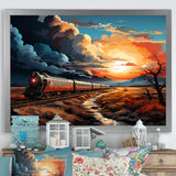 Train Sublime Sunset Landscapes - Train Canvas Wall Art