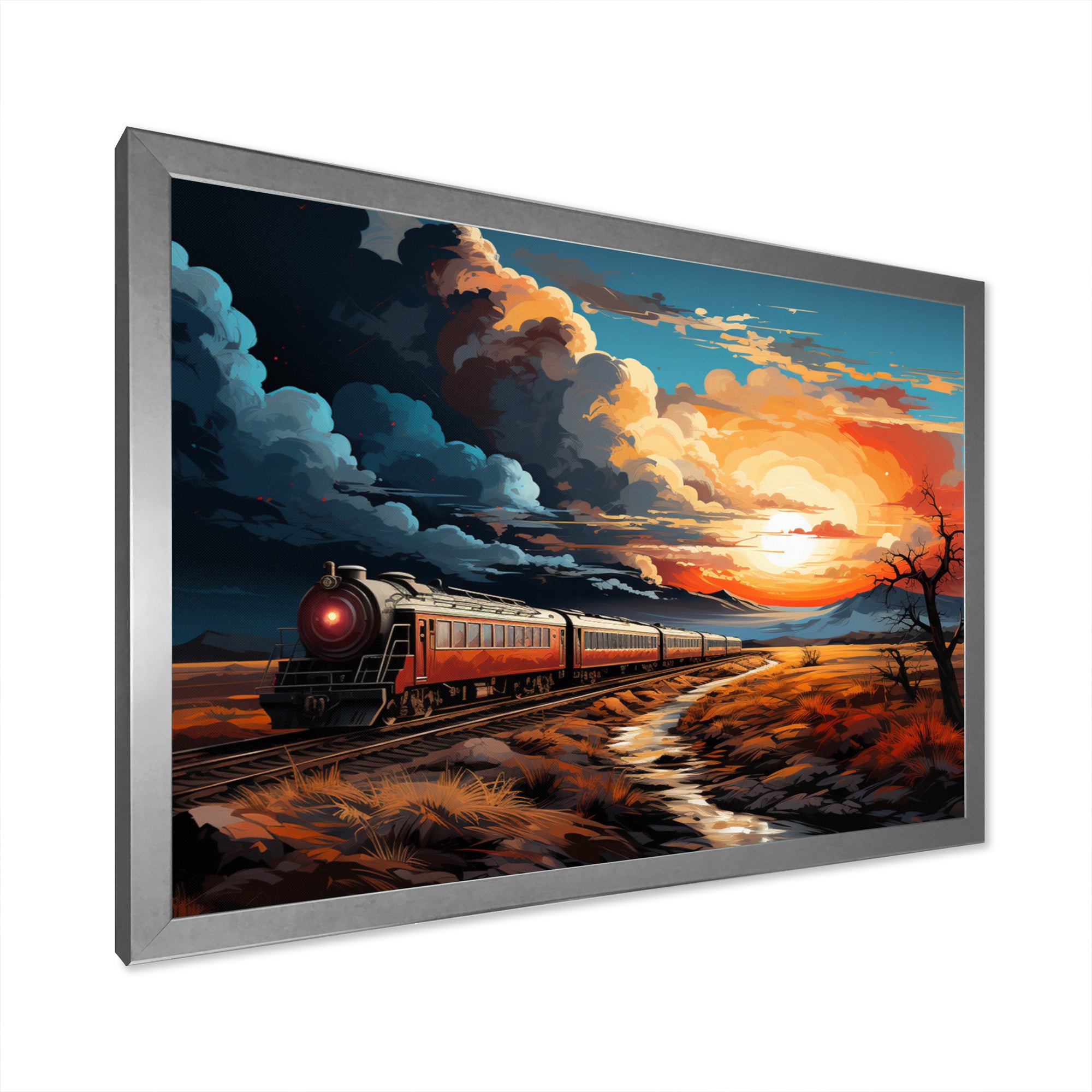 Train Sublime Sunset Landscapes - Train Canvas Wall Art